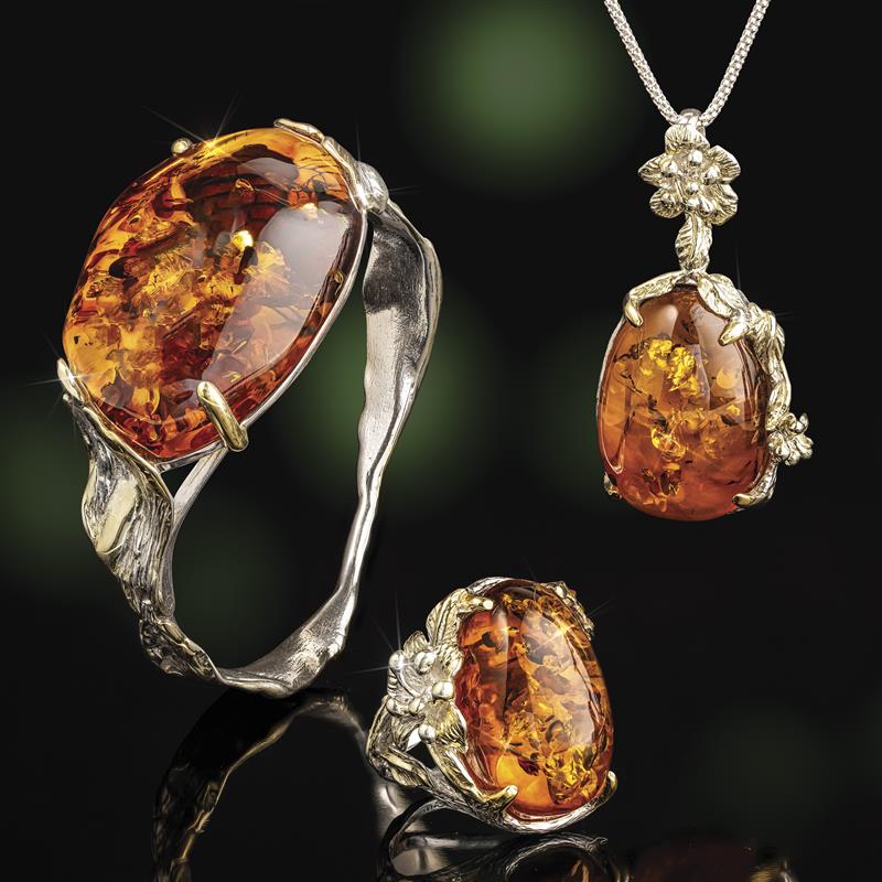 Sterling Silver Freeform Amber Collection